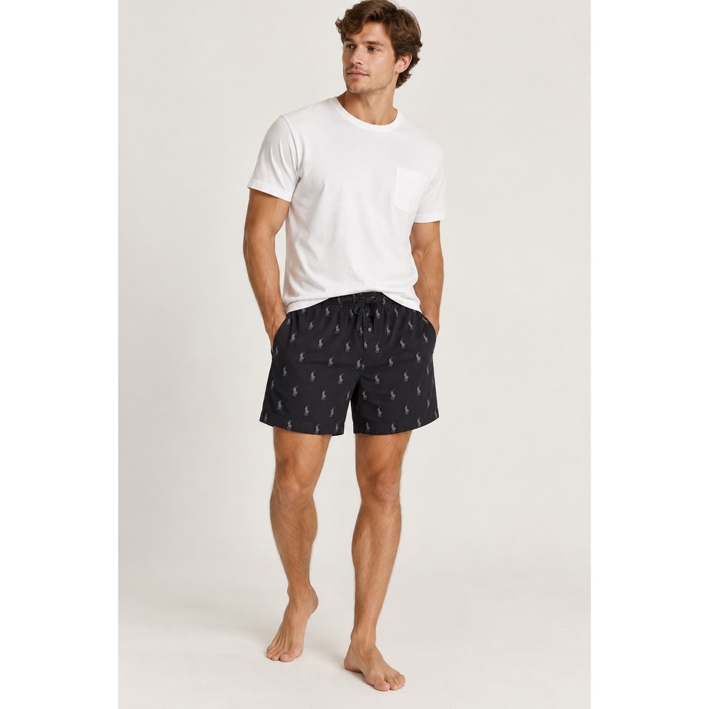 Polo Ralph Lauren Mens XL Navy Blue Pony Print Cotton Sleep Lounge Shorts